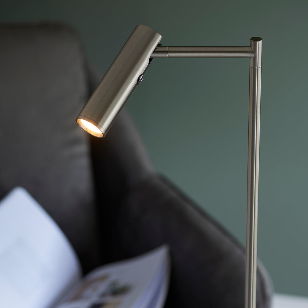 Endon 98116 Dedicated Reader 1 Light LED Floor Lamp Satin Nickel Plate