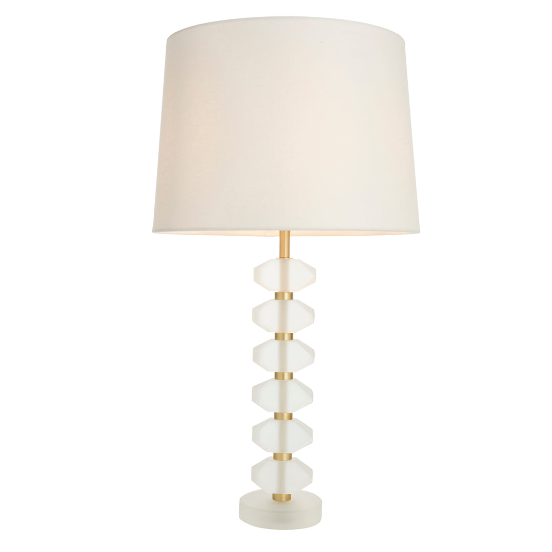 Endon 98339 Annabelle And Mia 1 Light Table Lamp Frosted Crystal And Vintage White Linen