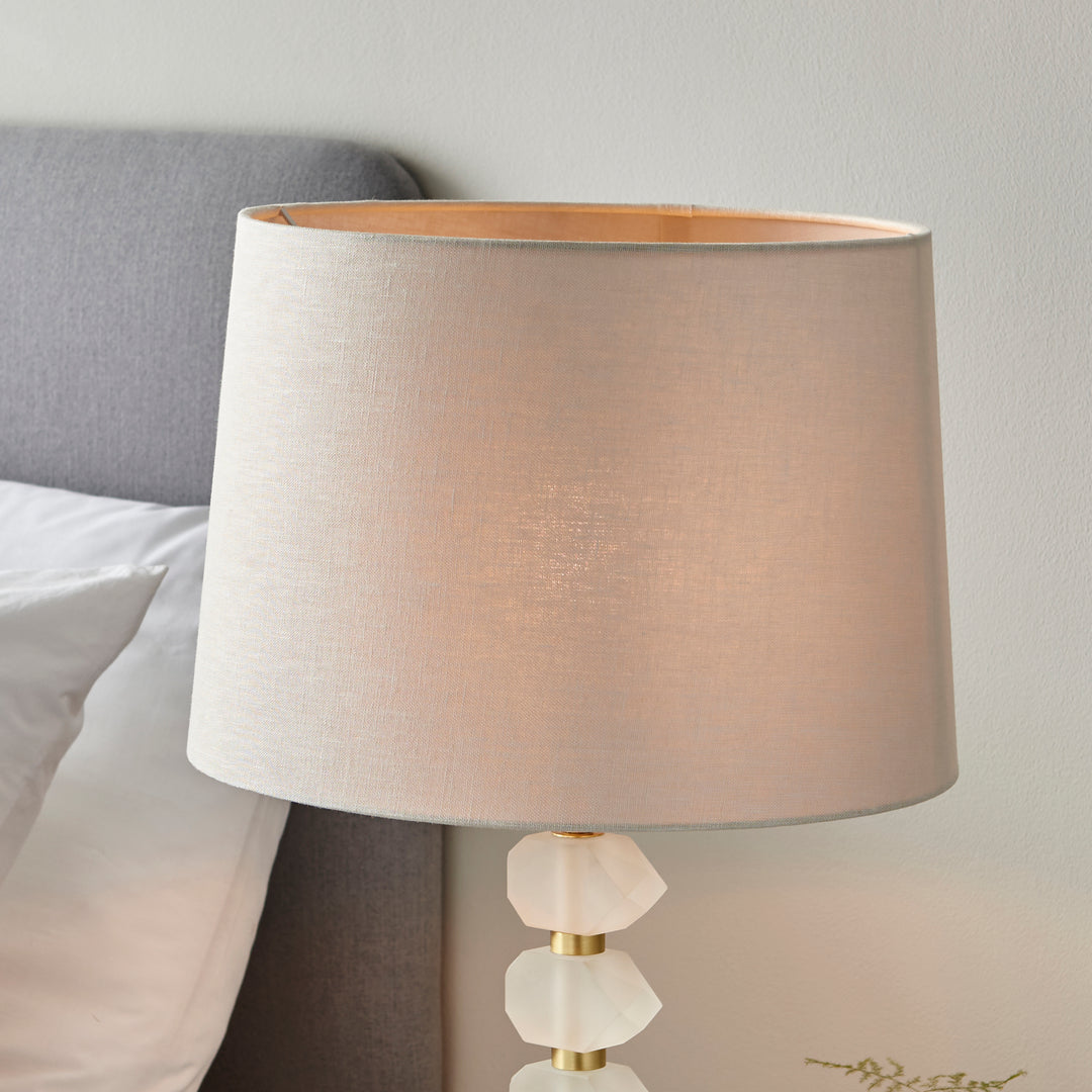 Endon 98341 Annabelle And Mia 1 Light Table Lamp Frosted Crystal And Natural Linen