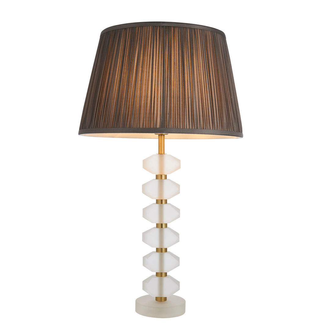 Endon 98342 Annabelle And Freya 1 Light Table Lamp Frosted Crystal And Charcoal Grey Silk