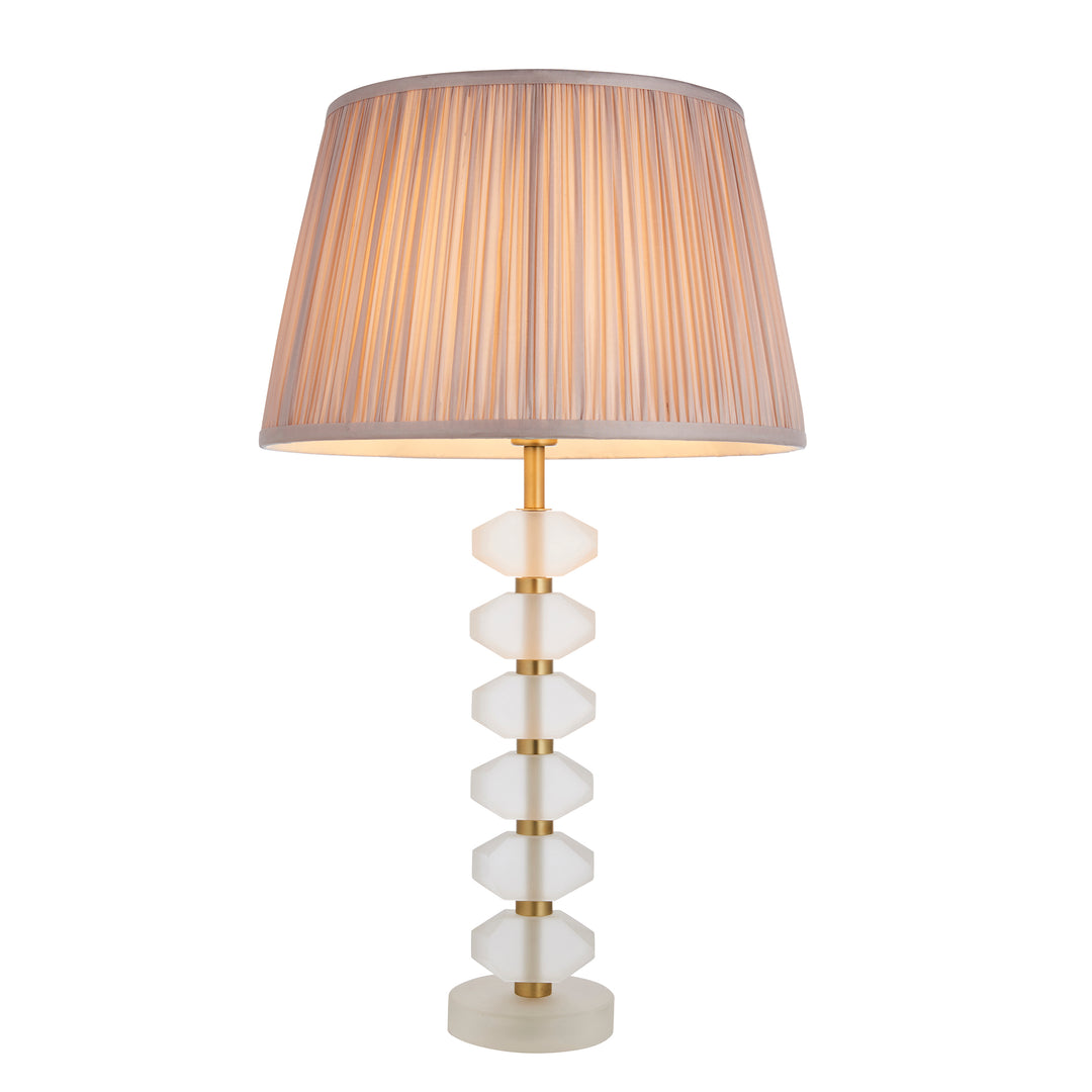 Endon 98344 Annabelle And Freya 1 Light Table Lamp Frosted Crystal And Dusky Pink Silk