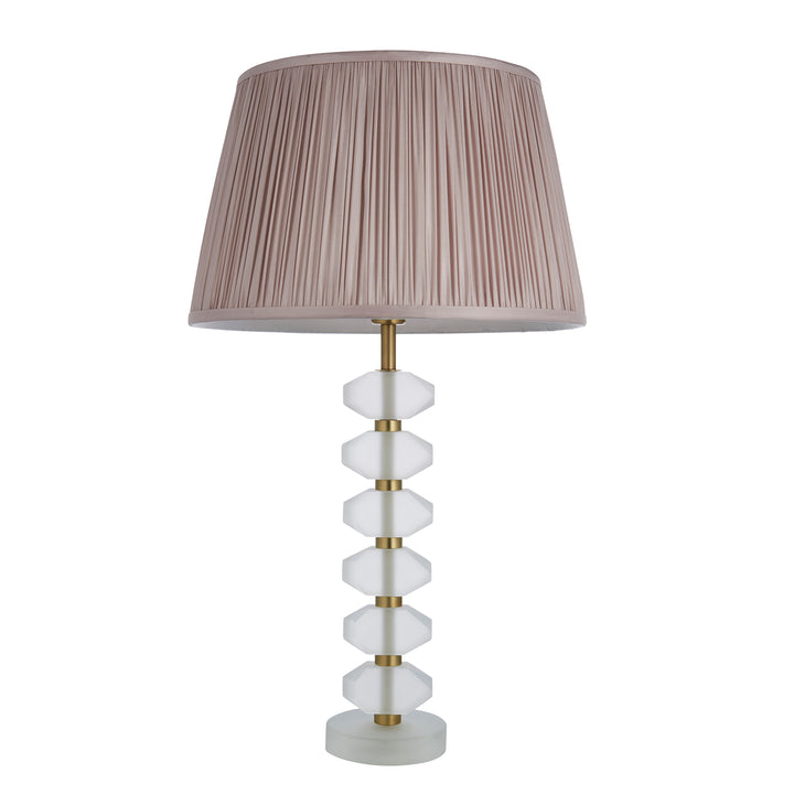 Endon 98344 Annabelle And Freya 1 Light Table Lamp Frosted Crystal And Dusky Pink Silk
