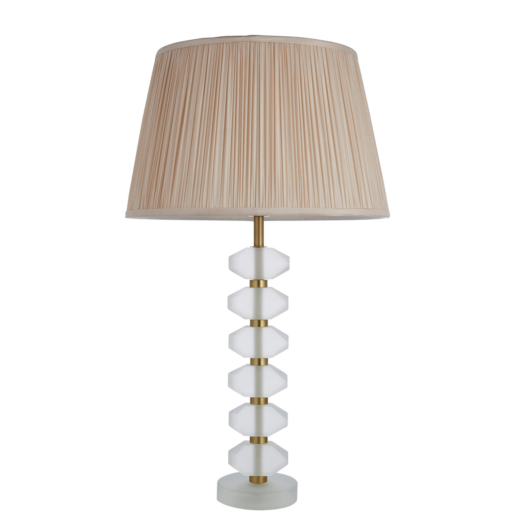 Endon 98345 Annabelle And Freya 1 Light Table Lamp Frosted Crystal And Oyster Silk