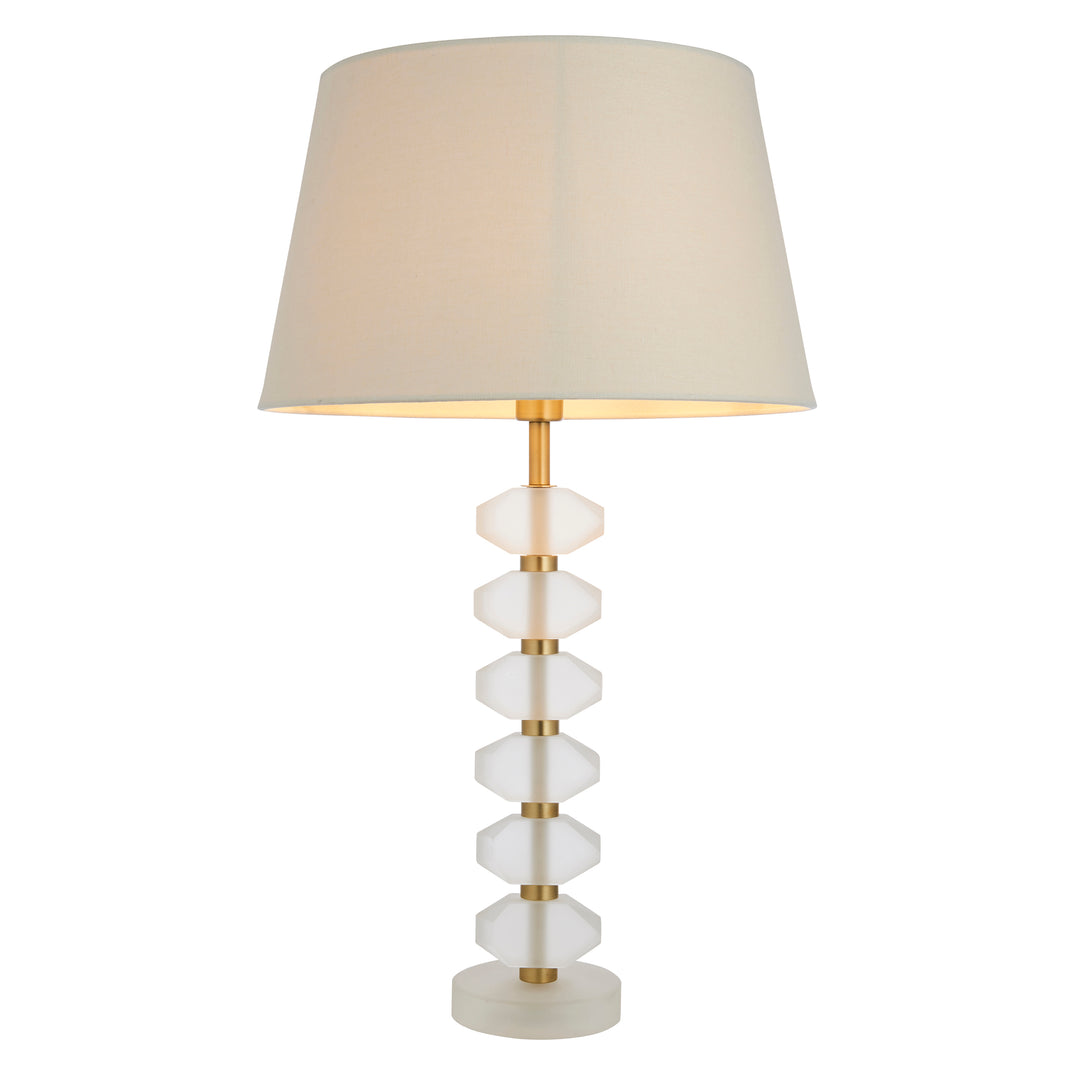 Endon 98350 Annabelle And Cici 1 Light Table Lamp Frosted Crystal And Ivory Linen Mix Fabric