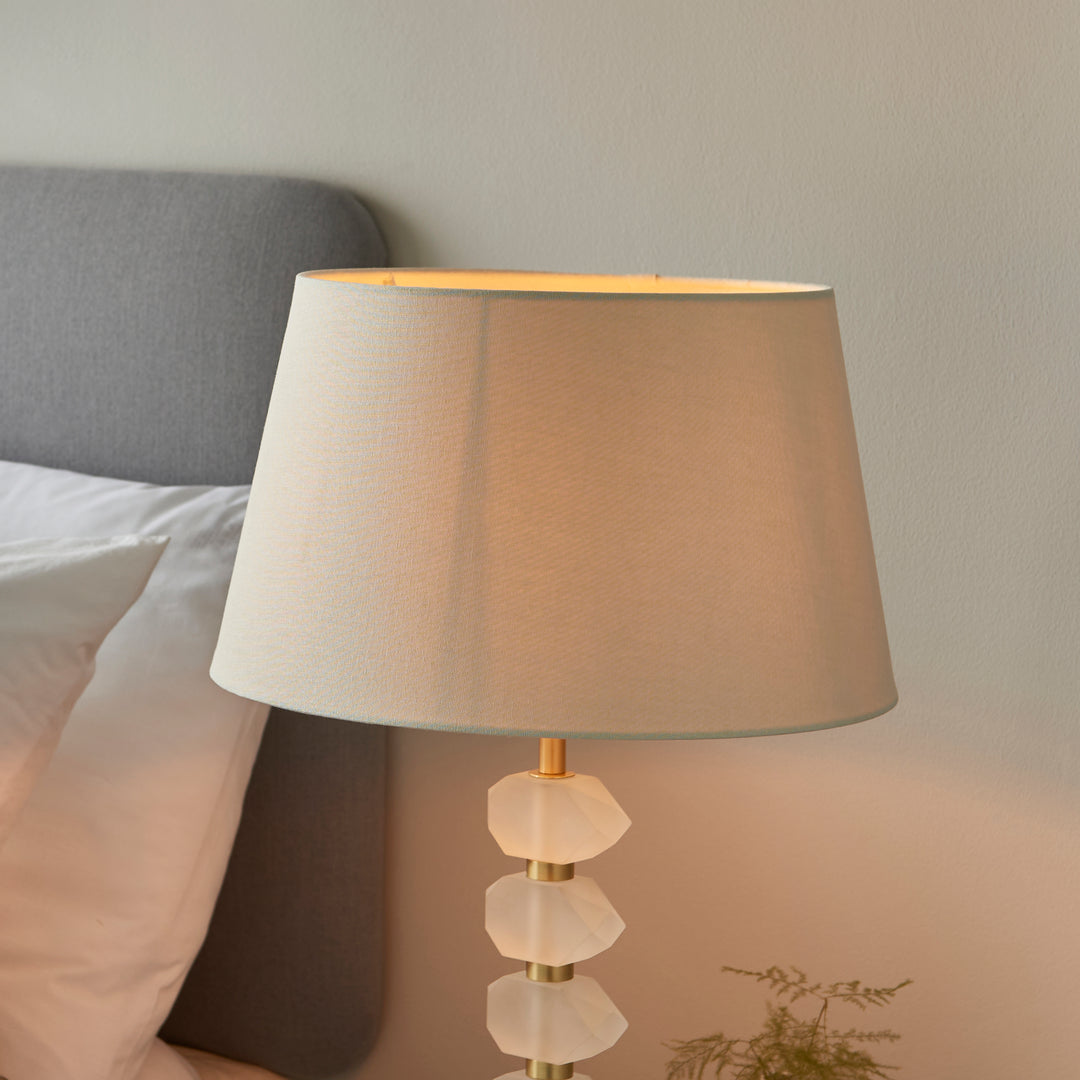 Endon 98350 Annabelle And Cici 1 Light Table Lamp Frosted Crystal And Ivory Linen Mix Fabric