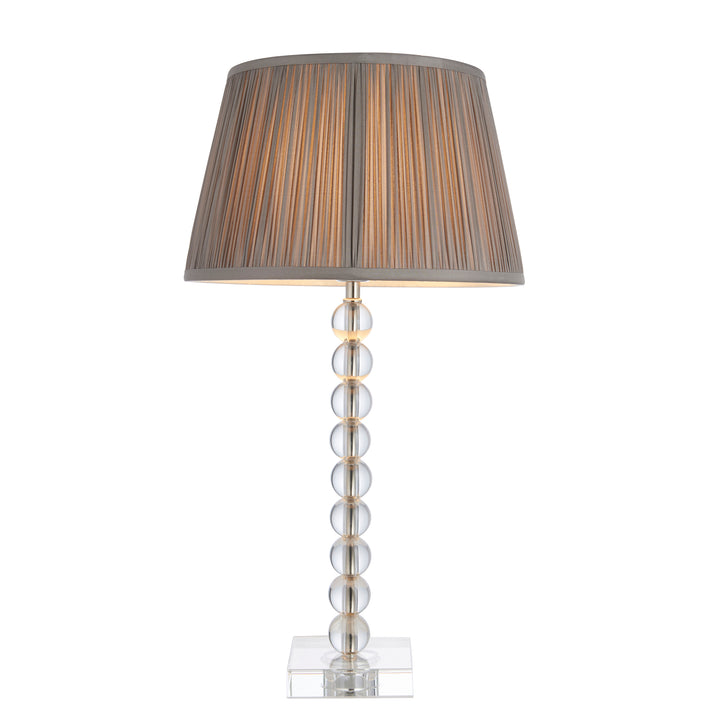Endon 98351 Adelie And Freya 1 Light Table Lamp Clear Crystal Glass Nickel Plate And Charcoal Silk