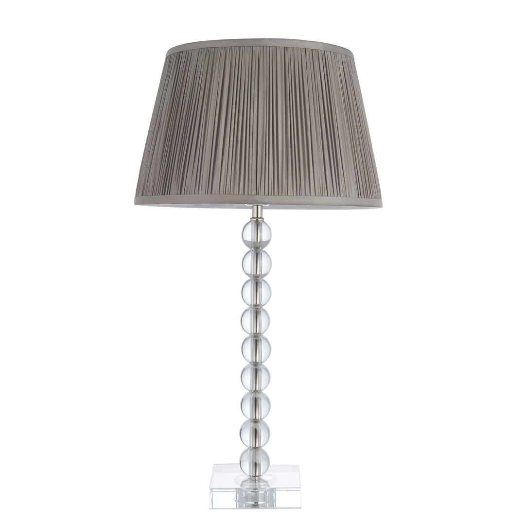 Endon 98351 Adelie And Freya 1 Light Table Lamp Clear Crystal Glass Nickel Plate And Charcoal Silk