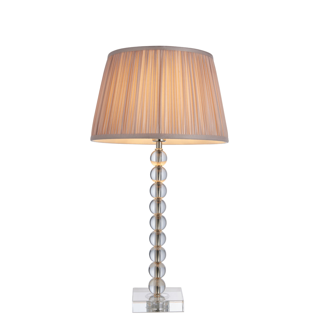 Endon 98353 Adelie And Freya 1 Light Table Lamp Clear Crystal Glass Bright Nickel Plate And Dusky Silk