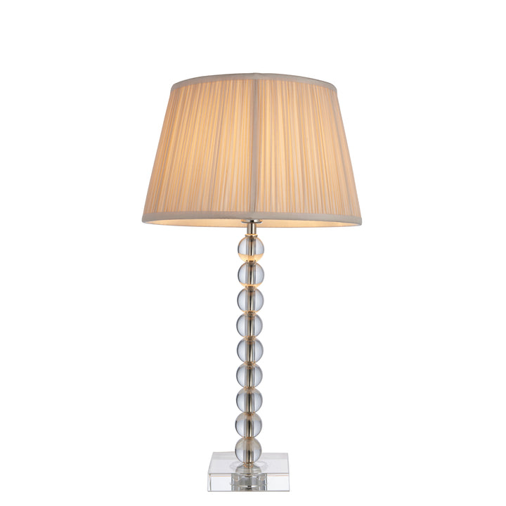 Endon 98357 Adelie And Freya 1 Light Table Lamp Clear Crystal Glass Bright Nickel Plate And Oyster Silk