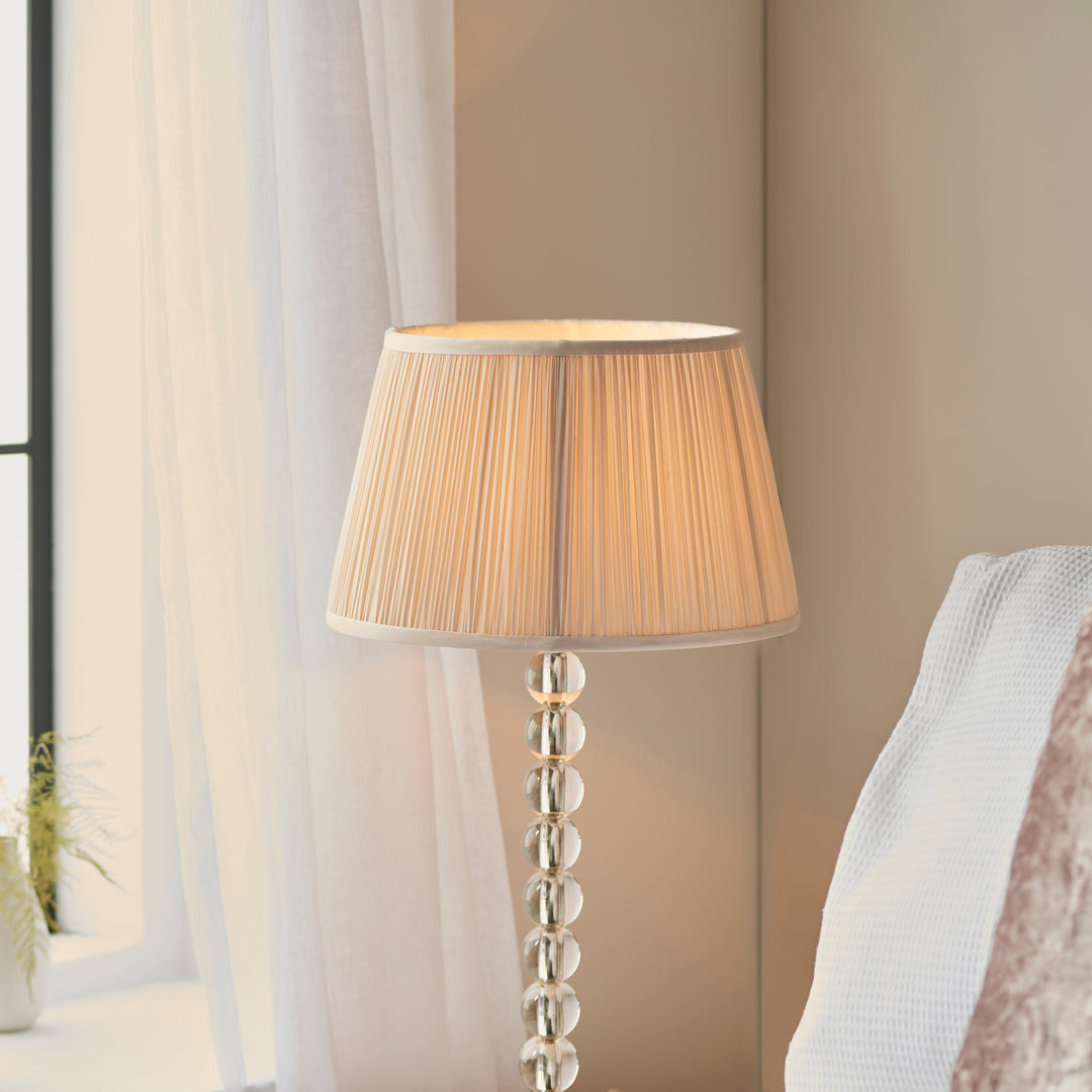 Endon 98357 Adelie And Freya 1 Light Table Lamp Clear Crystal Glass Bright Nickel Plate And Oyster Silk
