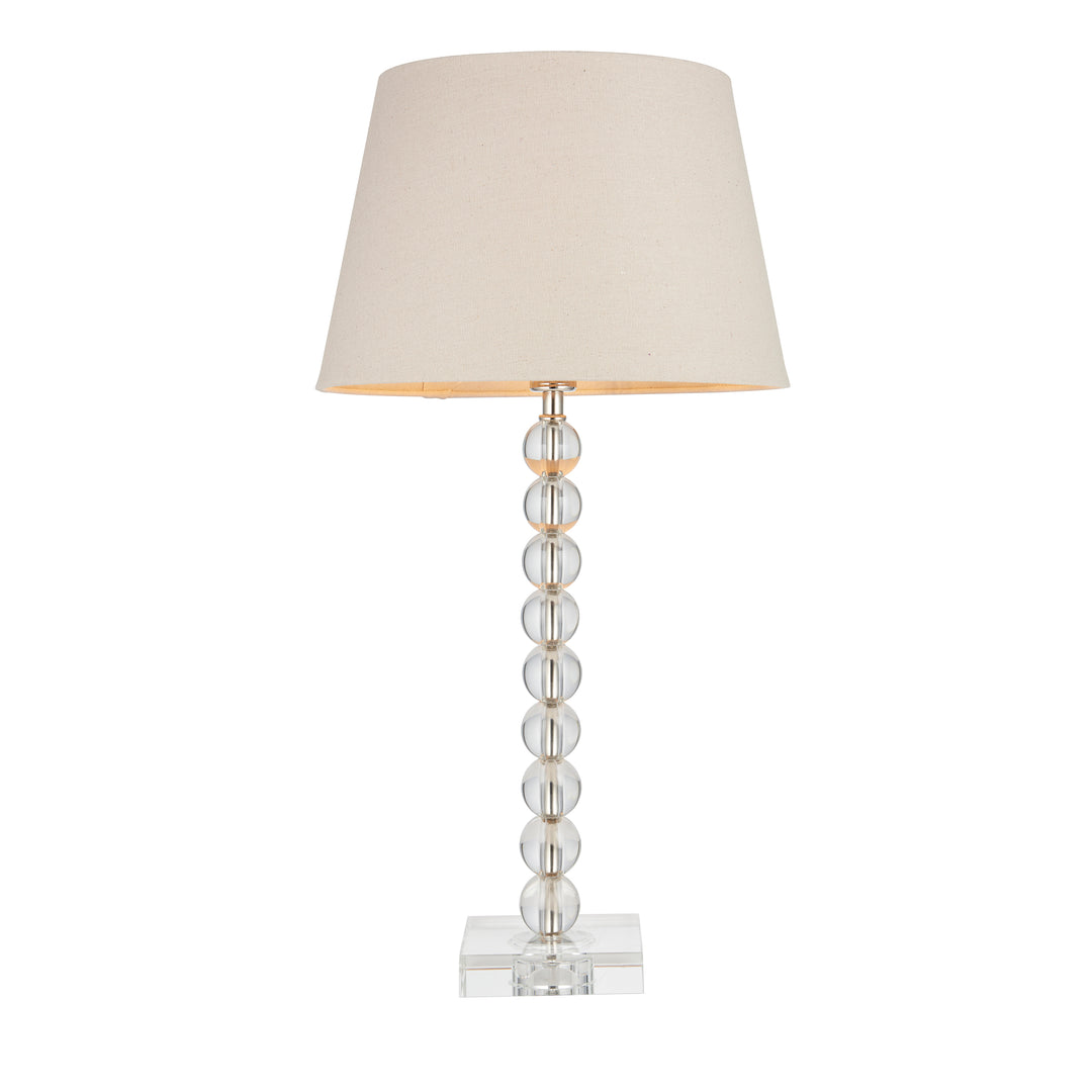 Endon 98360 Adelie And Cici 1 Light Table Lamp Clear Crystal Glass Bright Nickel Plate And Grey Fabric