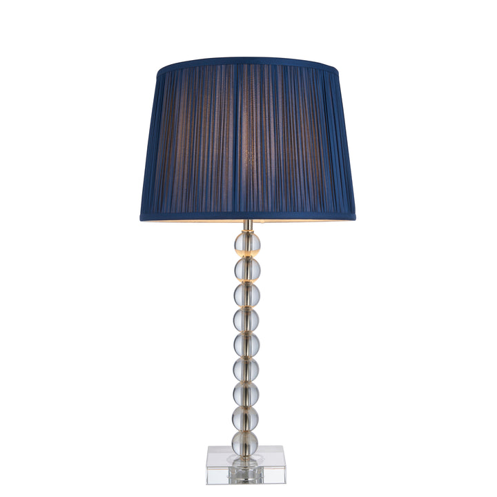 Endon 98377 Adelie And Wentworth 1 Light Table Lamp Clear Crystal Glass Nickel Plate And Midnight Blue Silk