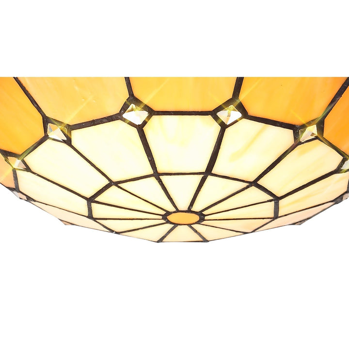 Nelson Lighting NL72369 Archie Tiffany Non-electric Up Lighter Shade Cream/Beige/Brass Trim