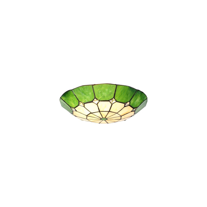 Nelson Lighting NL72379 Archie Tiffany Non-electric Up Lighter Shade Cream/Green/Aged Brass Trim