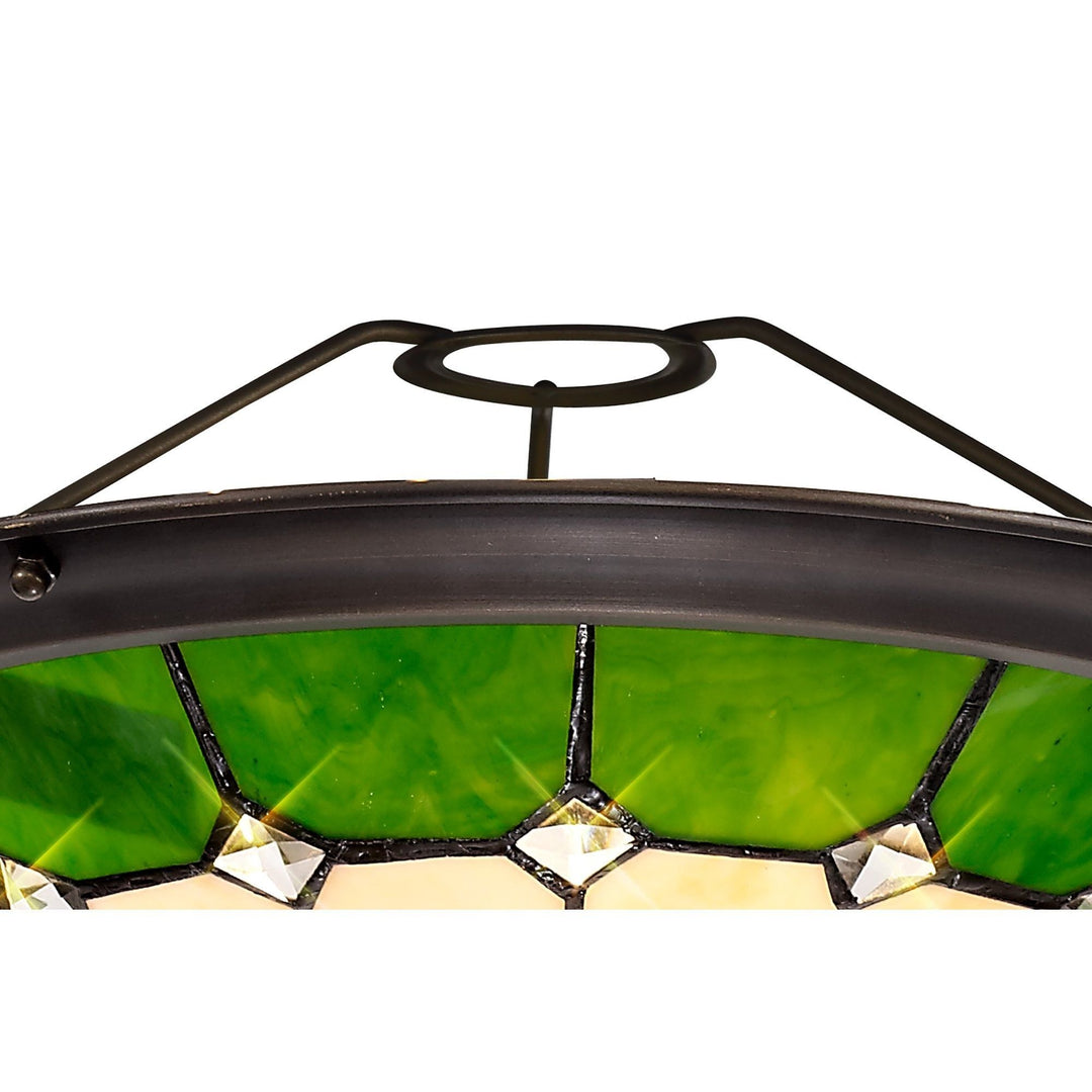 Nelson Lighting NL72379 Archie Tiffany Non-electric Up Lighter Shade Cream/Green/Aged Brass Trim