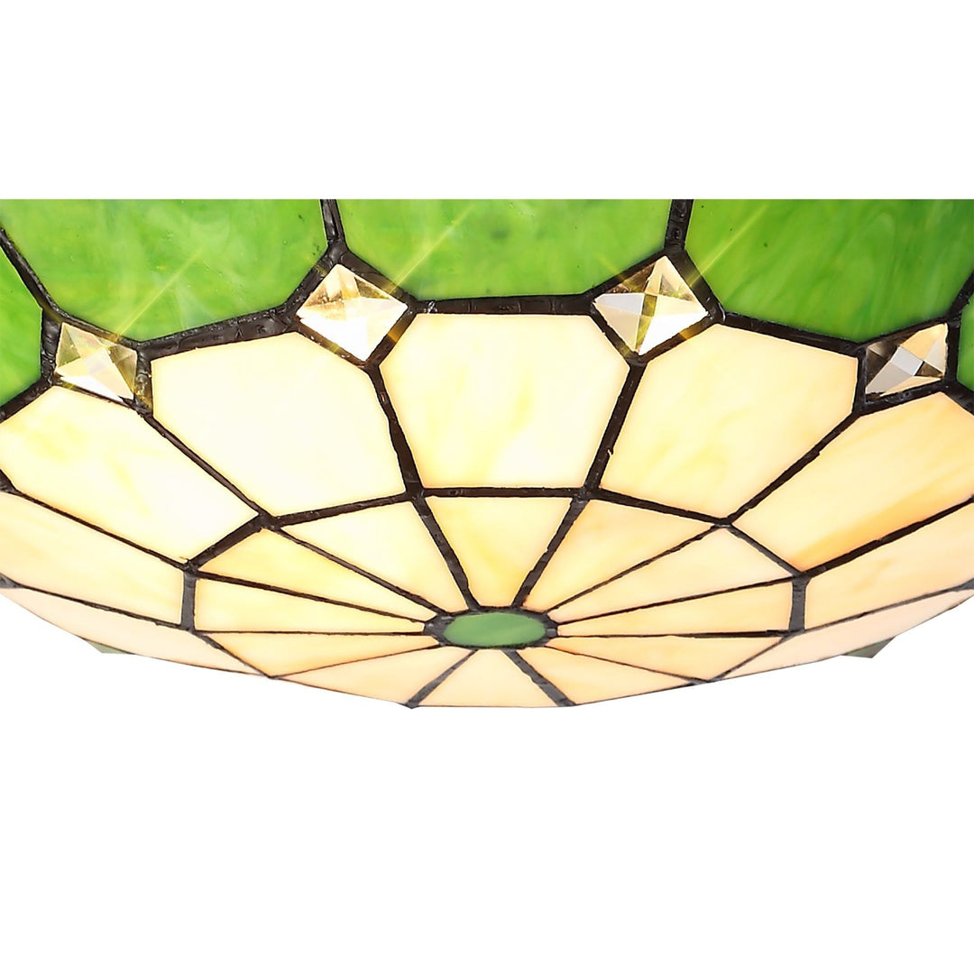 Nelson Lighting NL72379 Archie Tiffany Non-electric Up Lighter Shade Cream/Green/Aged Brass Trim