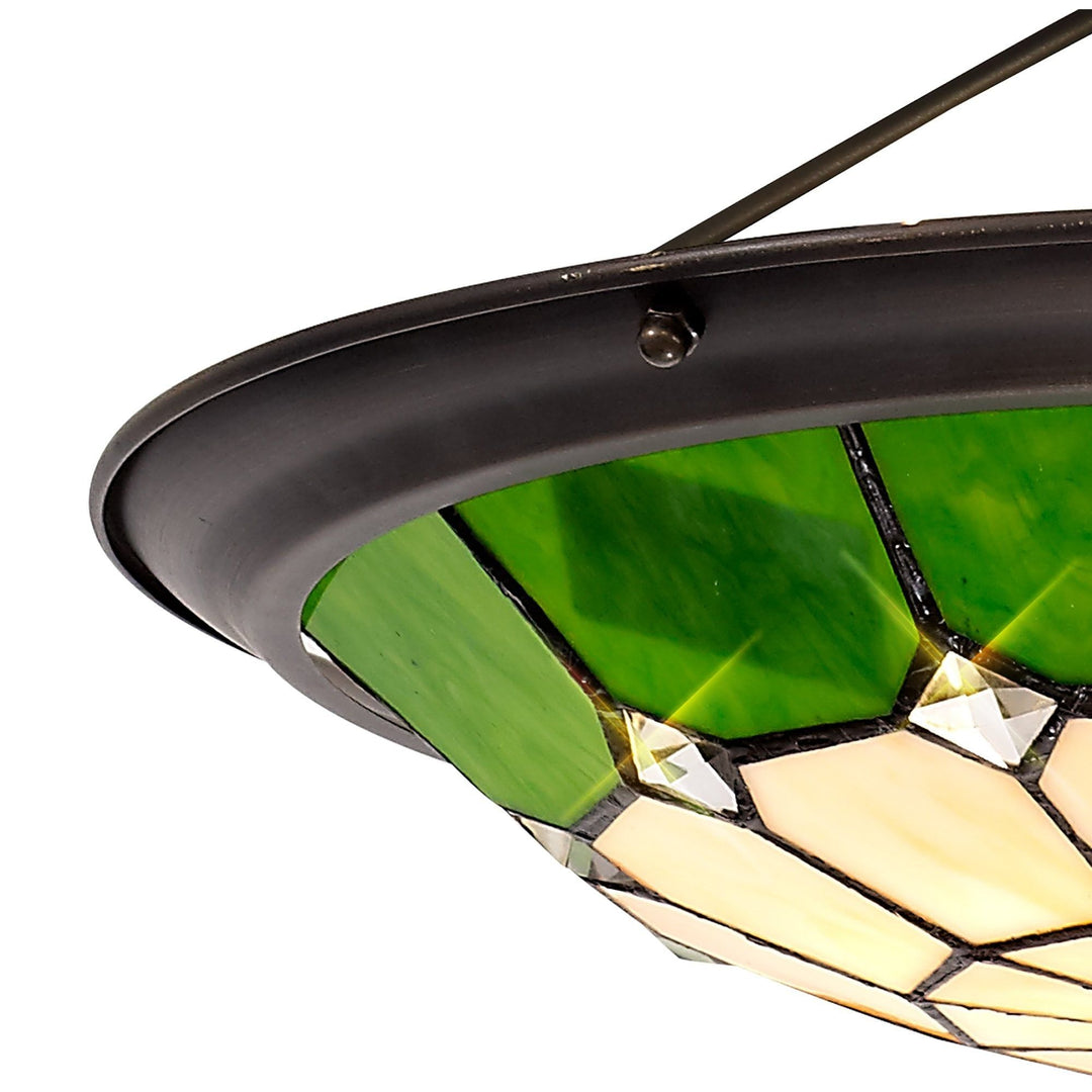 Nelson Lighting NL72379 Archie Tiffany Non-electric Up Lighter Shade Cream/Green/Aged Brass Trim