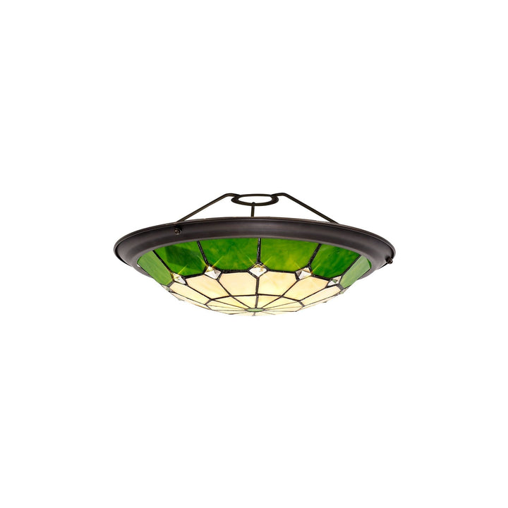 Nelson Lighting NL72379 Archie Tiffany Non-electric Up Lighter Shade Cream/Green/Aged Brass Trim