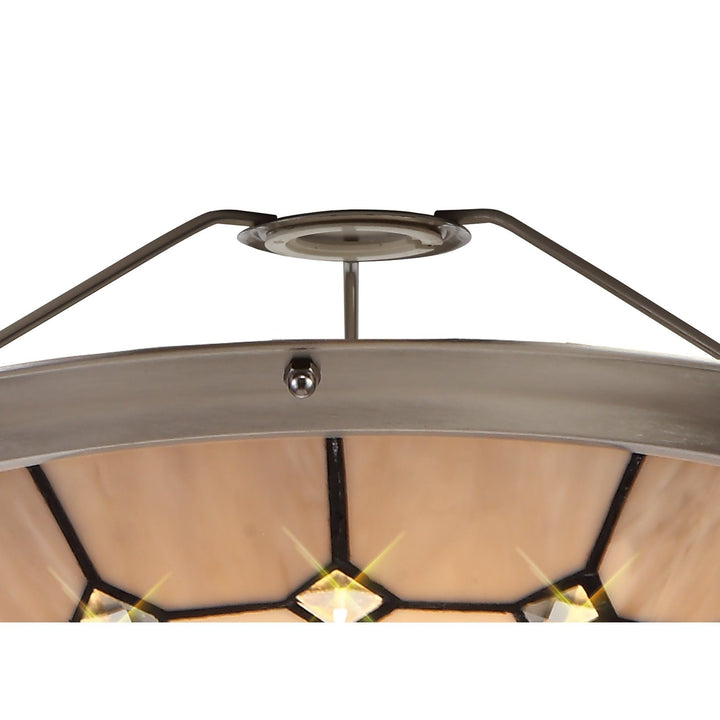 Nelson Lighting NL72399 Archie Tiffany Non-electric Up Lighter Shade Cream/Grey/Satin Nickel Brass Trim