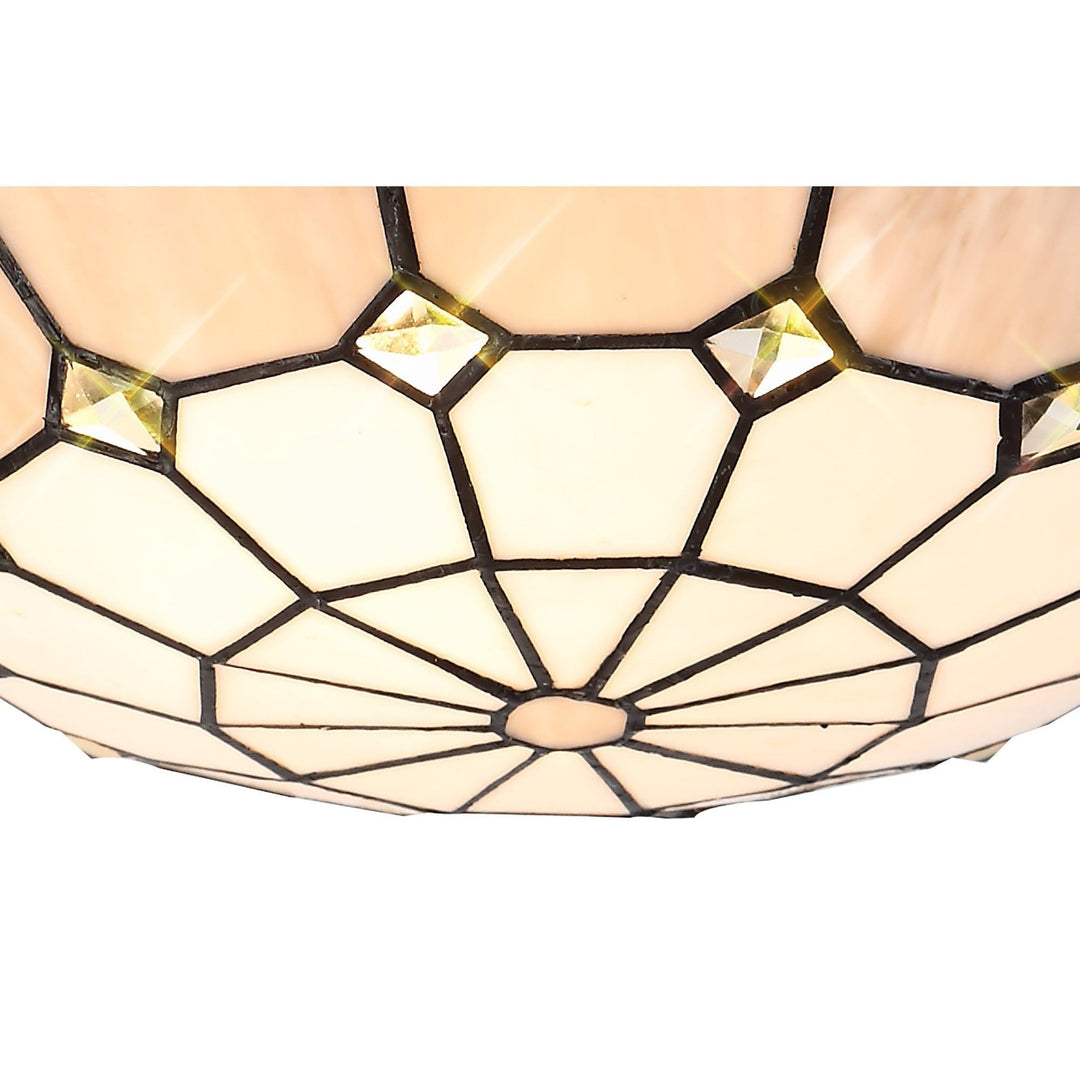 Nelson Lighting NL72399 Archie Tiffany Non-electric Up Lighter Shade Cream/Grey/Satin Nickel Brass Trim