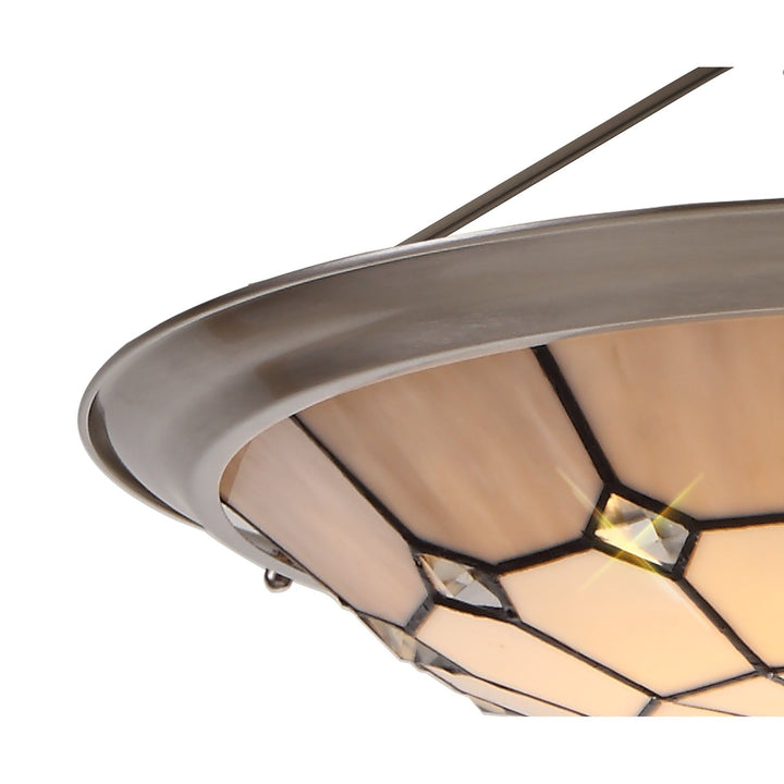 Nelson Lighting NL72399 Archie Tiffany Non-electric Up Lighter Shade Cream/Grey/Satin Nickel Brass Trim