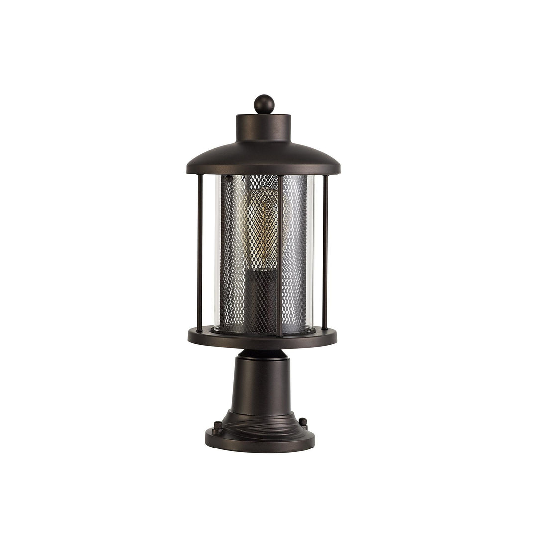 Nelson Lighting NL73179 Argon Outdoor Pedestal Lamp Antique Bronze/Clear Glass