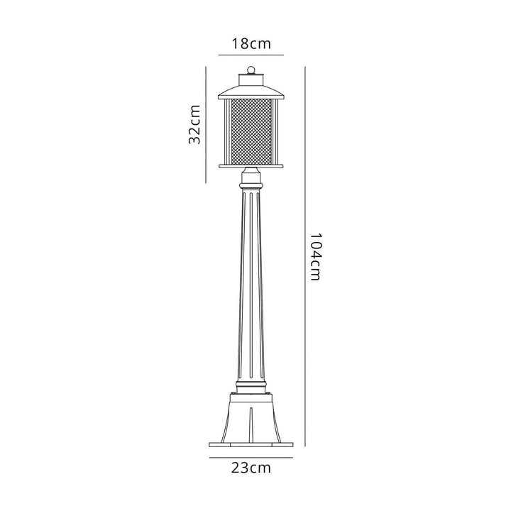 Nelson Lighting NL74329 Argon Outdoor Single Headed Post Lamp Antique Bronze/Clear Glass