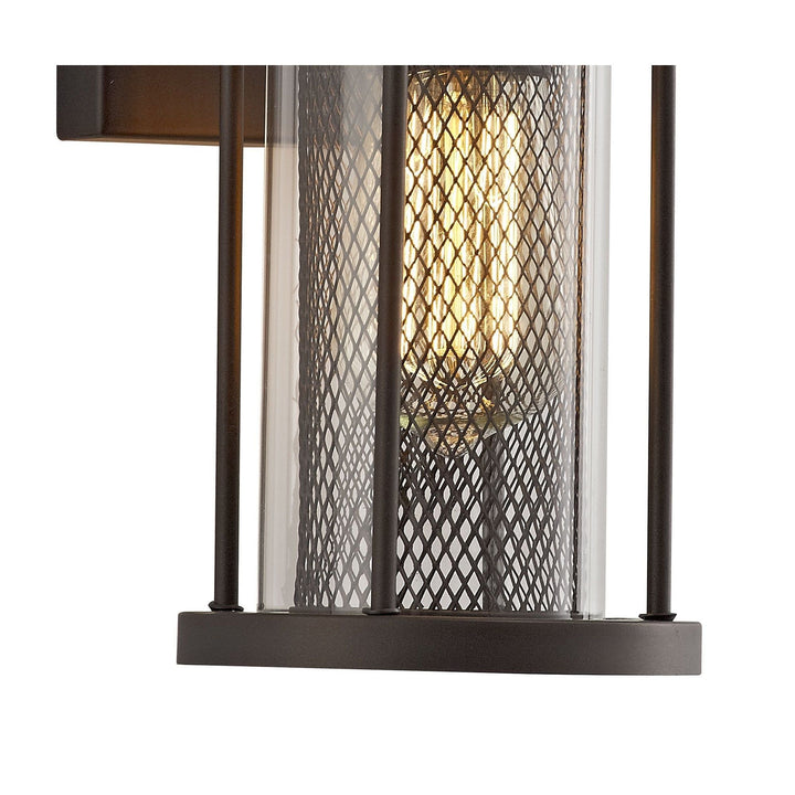 Nelson Lighting NL71989 Argon Outdoor Small Wall Lamp Antique Bronze/Clear Glass