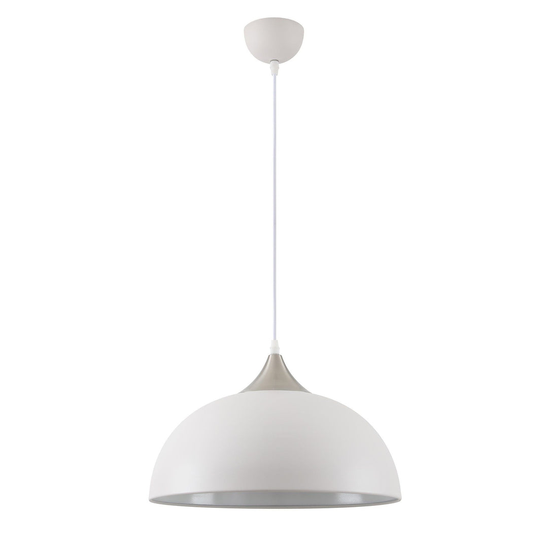 Nelson Lighting NL70109 | Sand White Pendant | Satin Nickel Accents