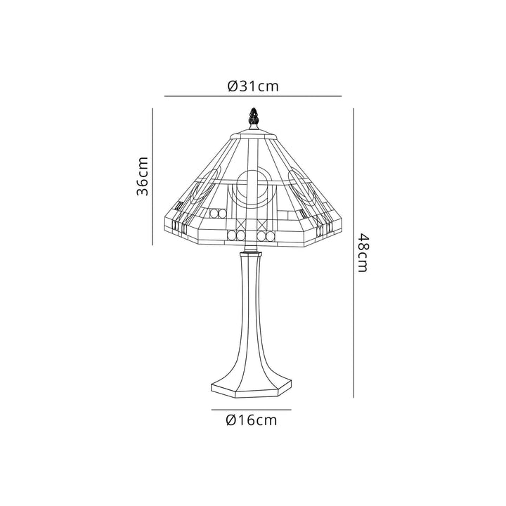 Nelson Lighting NLK00139 Azure 1 Light Octagonal Table Lamp With 30cm Tiffany Shade White/Grey/Black/Brass