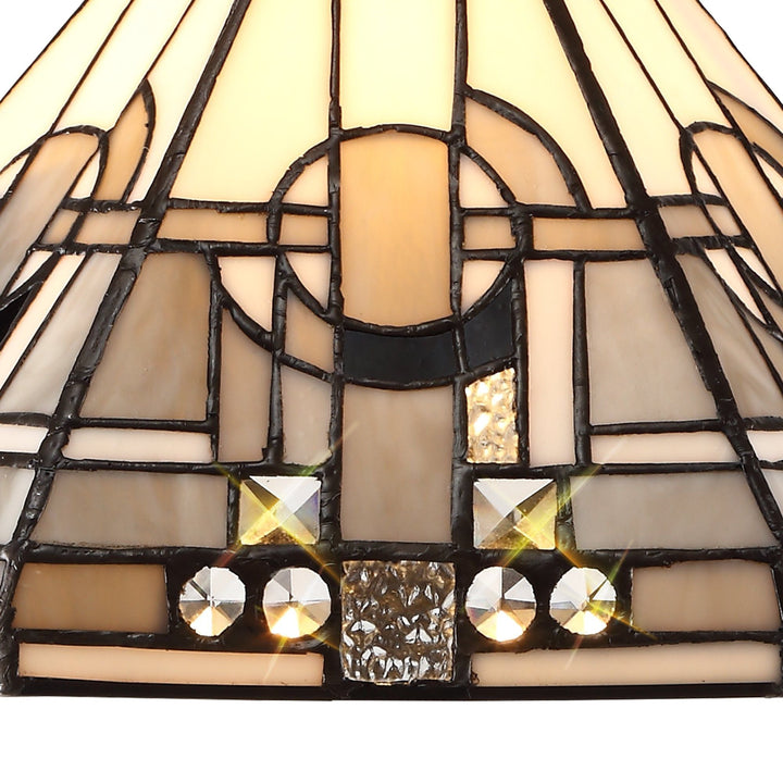 Nelson Lighting NLK00139 Azure 1 Light Octagonal Table Lamp With 30cm Tiffany Shade White/Grey/Black/Brass