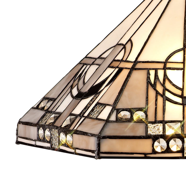 Nelson Lighting NLK00229 Azure 2 Light Curved Table Lamp With 40cm Tiffany Shade White/Grey/Black/Brass