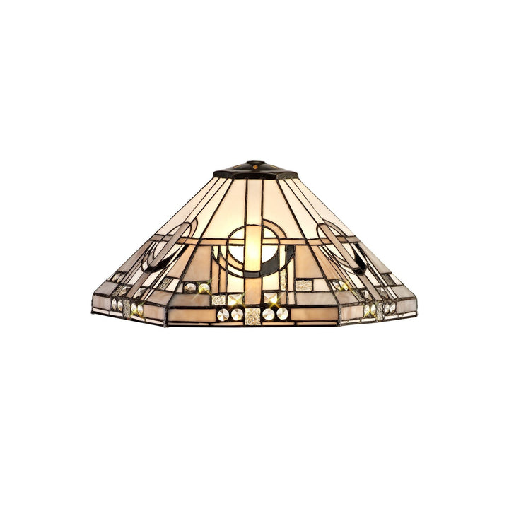 Nelson Lighting NLK00229 Azure 2 Light Curved Table Lamp With 40cm Tiffany Shade White/Grey/Black/Brass