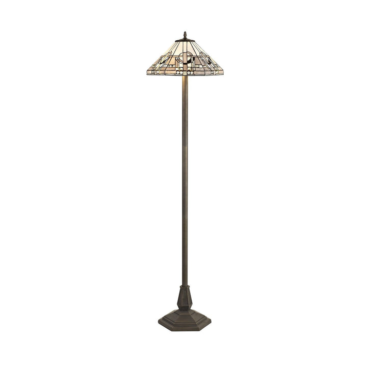 Nelson Lighting NLK00299 Azure 2 Light Octagonal Floor Lamp With 40cm Tiffany Shade White/Grey/Black/Brass