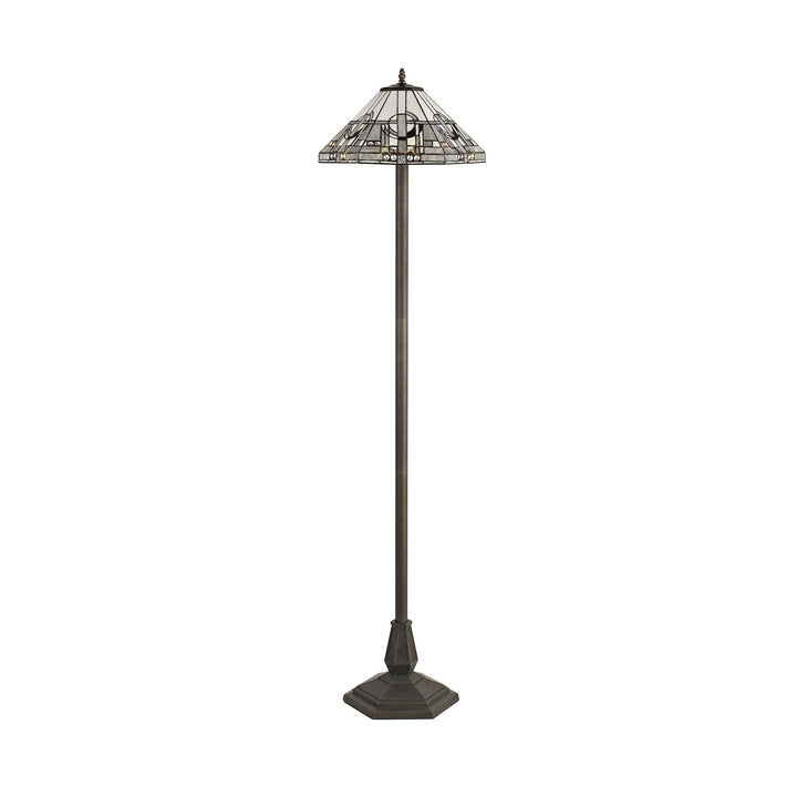 Nelson Lighting NLK00299 Azure 2 Light Octagonal Floor Lamp With 40cm Tiffany Shade White/Grey/Black/Brass