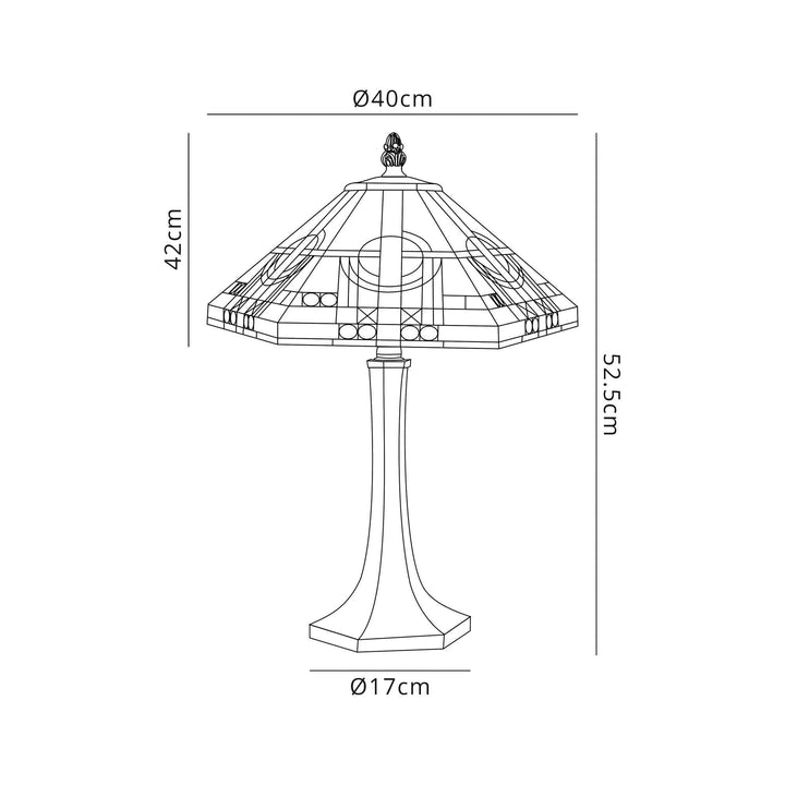 Nelson Lighting NLK00239 Azure 2 Light Octagonal Table Lamp With 40cm Tiffany Shade White/Grey/Black/Brass