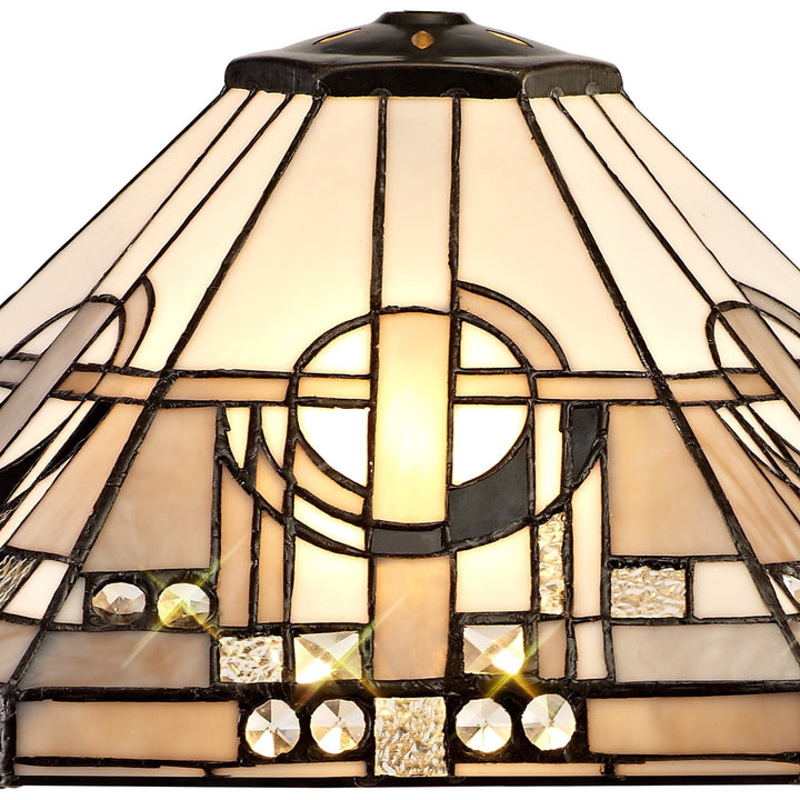 Nelson Lighting NLK00239 Azure 2 Light Octagonal Table Lamp With 40cm Tiffany Shade White/Grey/Black/Brass