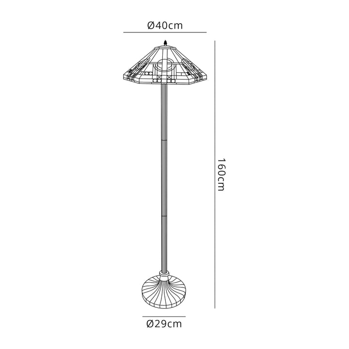 Nelson Lighting NLK00319 Azure 2 Light Stepped Design Floor Lamp With 40cm Tiffany Shade White/Grey/Black/Brass