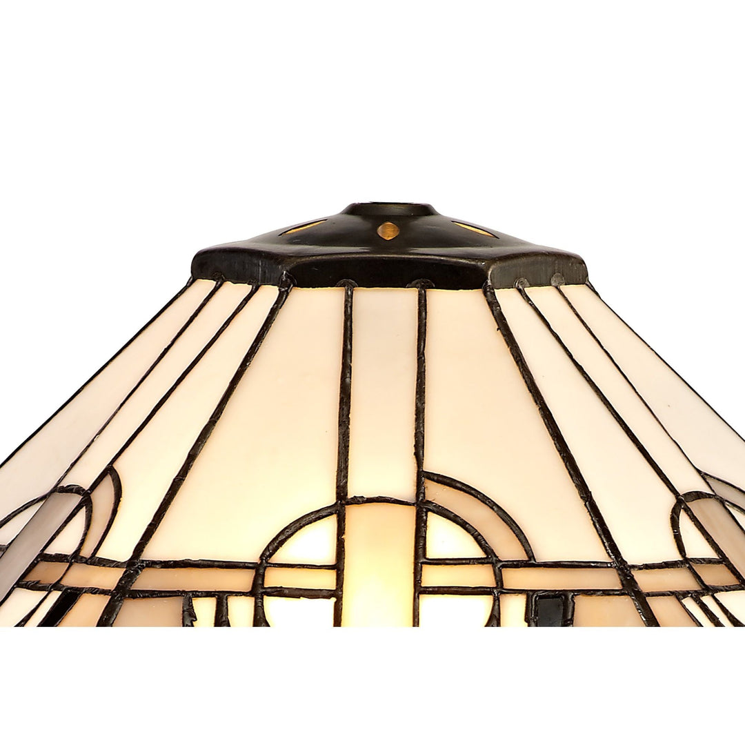 Nelson Lighting NLK00319 Azure 2 Light Stepped Design Floor Lamp With 40cm Tiffany Shade White/Grey/Black/Brass