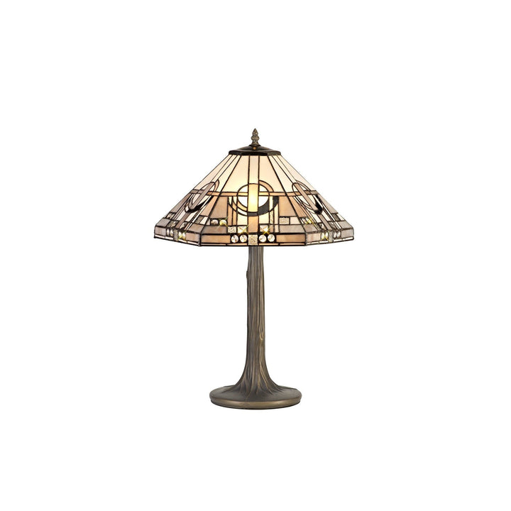 Nelson Lighting NLK00219 Azure 2 Light Tree Like Table Lamp With 40cm Tiffany Shade White/Grey/Black/Brass
