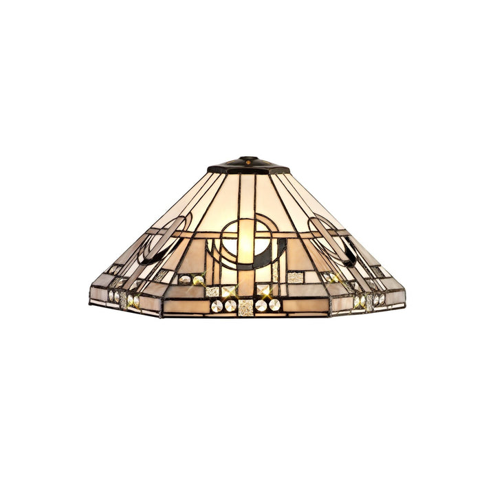 Nelson Lighting NLK00279 Azure 3 Light Semi Ceiling With Tiffany Shade 40cm Shade White/Grey/Black/Brass