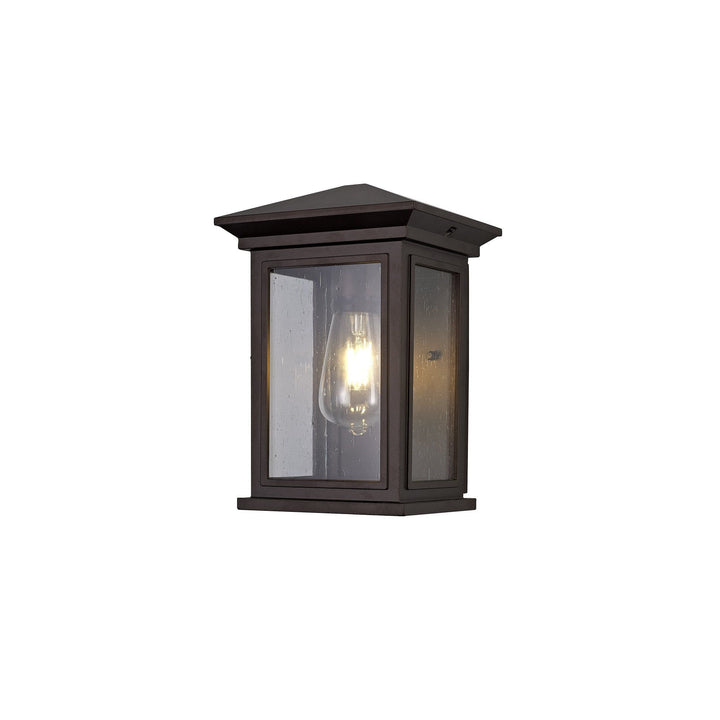 Nelson Lighting NL75619 Kemel Outdoor Flush Wall Lamp 1 Light Antique Bronze/Clear Seeded Glass