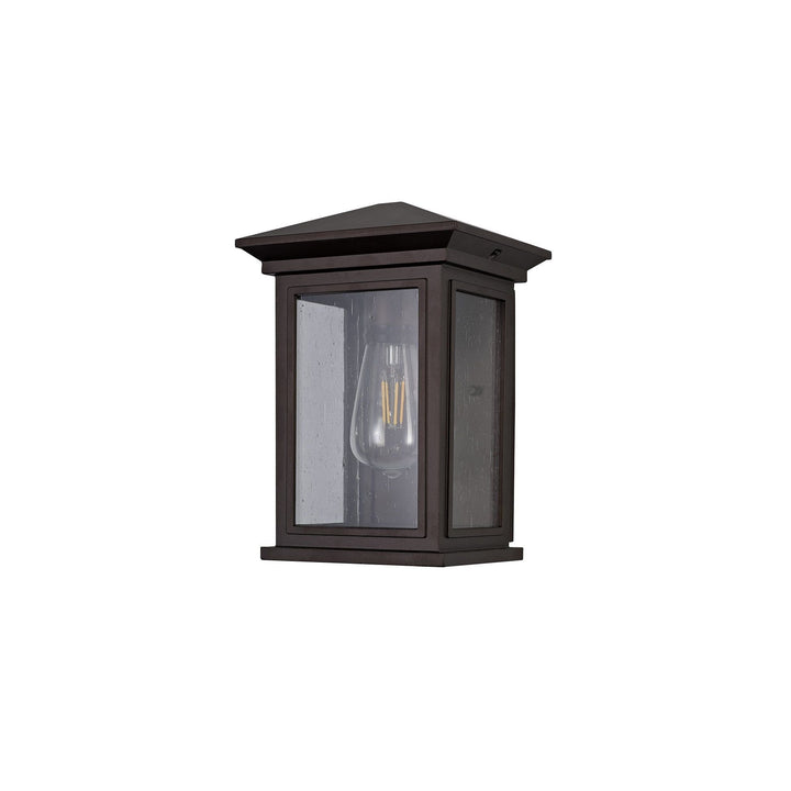 Nelson Lighting NL75619 Kemel Outdoor Flush Wall Lamp 1 Light Antique Bronze/Clear Seeded Glass