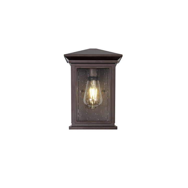 Nelson Lighting NL75619 Kemel Outdoor Flush Wall Lamp 1 Light Antique Bronze/Clear Seeded Glass