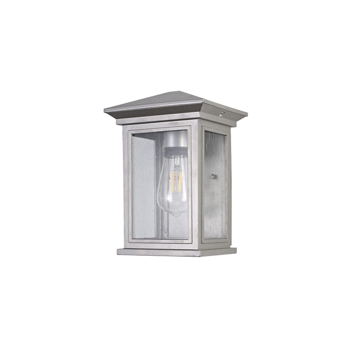 Nelson Lighting NL75609 Kemel Outdoor Flush Wall Lamp 1 Light Silver Grey/Clear Seeded Glass