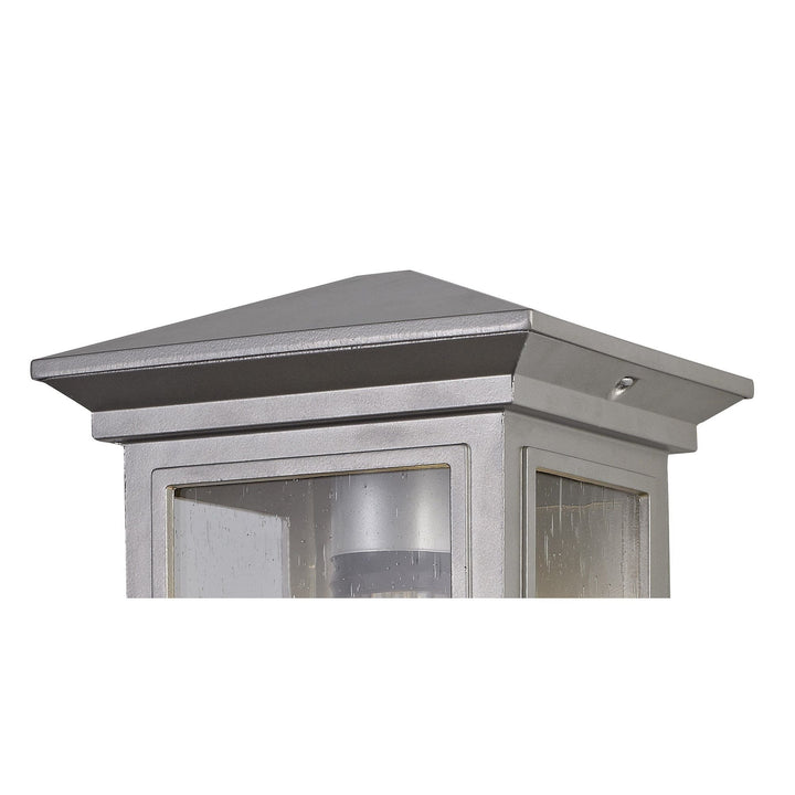 Nelson Lighting NL75609 Kemel Outdoor Flush Wall Lamp 1 Light Silver Grey/Clear Seeded Glass