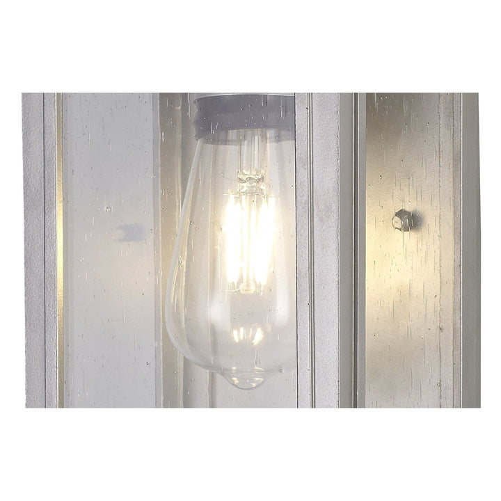 Nelson Lighting NL75609 Kemel Outdoor Flush Wall Lamp 1 Light Silver Grey/Clear Seeded Glass