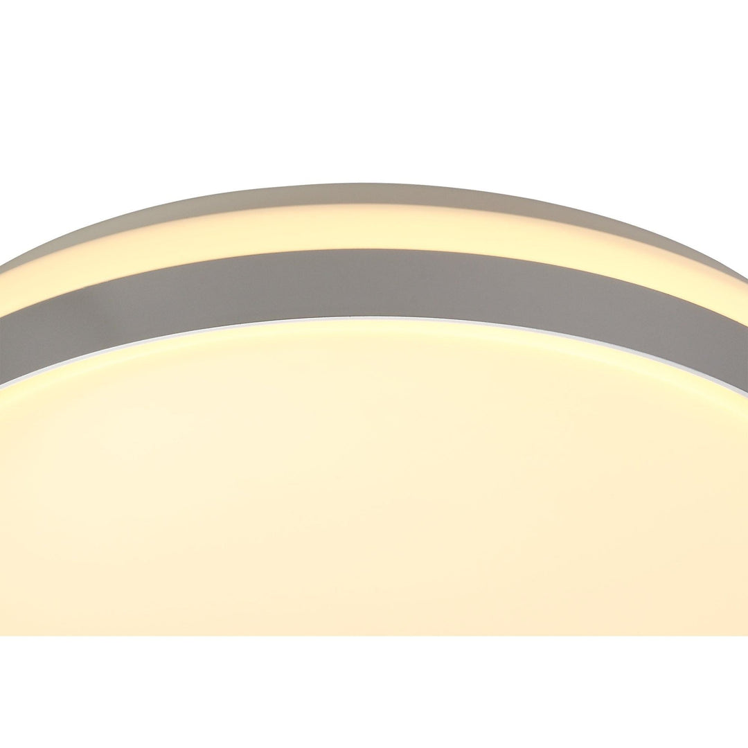 Nelson Lighting NL77619 | Kingsley Bathroom Ceiling Light | 39cm LED Dimmable Silver/White Acrylic
