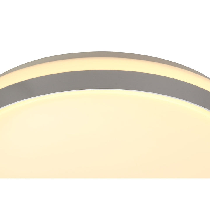 Nelson Lighting NL77619 | Kingsley Bathroom Ceiling Light | 39cm LED Dimmable Silver/White Acrylic