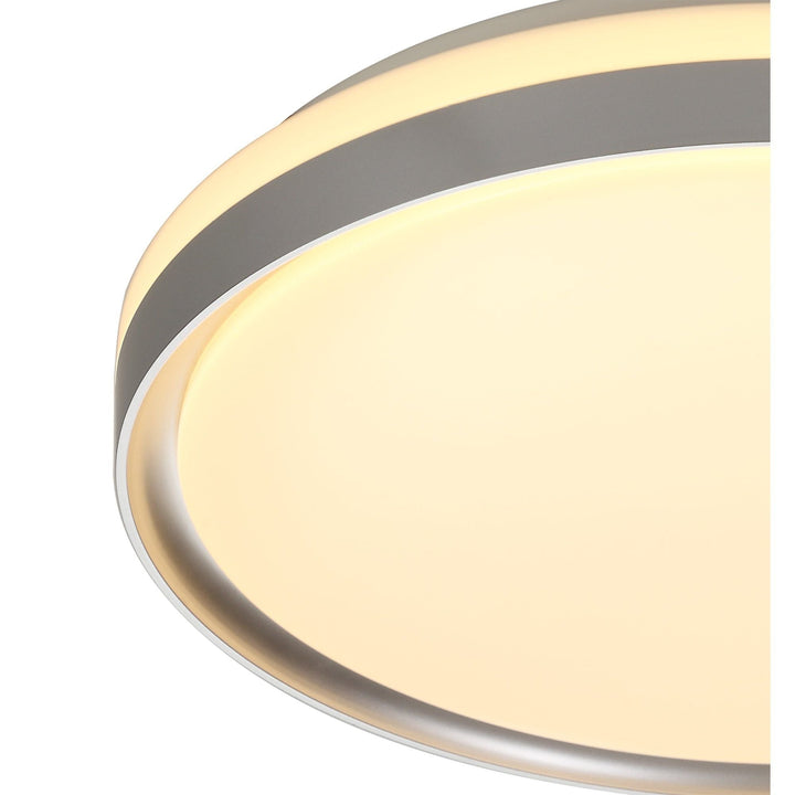 Nelson Lighting NL77619 | Kingsley Bathroom Ceiling Light | 39cm LED Dimmable Silver/White Acrylic